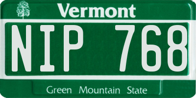 VT license plate NIP768