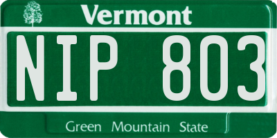 VT license plate NIP803
