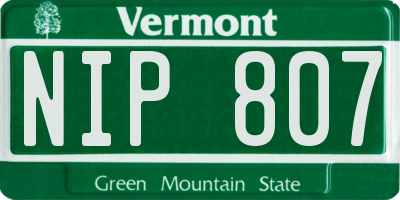 VT license plate NIP807