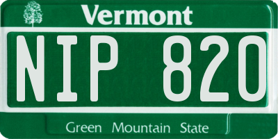 VT license plate NIP820