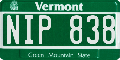 VT license plate NIP838