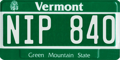 VT license plate NIP840