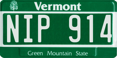 VT license plate NIP914