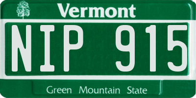 VT license plate NIP915