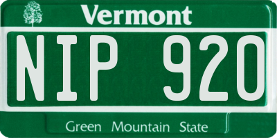 VT license plate NIP920