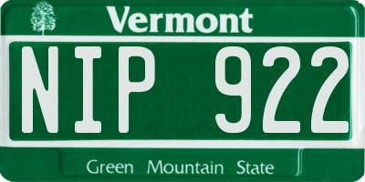 VT license plate NIP922