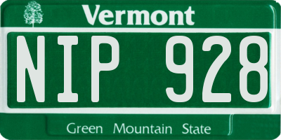 VT license plate NIP928