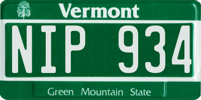 VT license plate NIP934