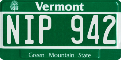 VT license plate NIP942