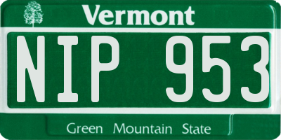 VT license plate NIP953