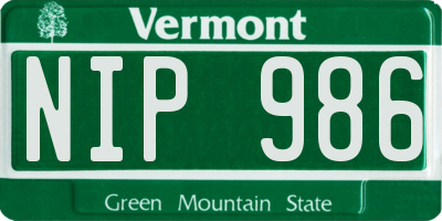 VT license plate NIP986