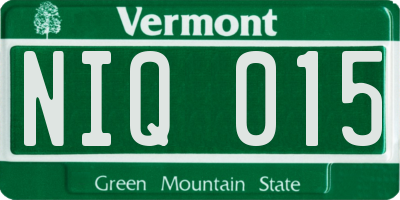 VT license plate NIQ015
