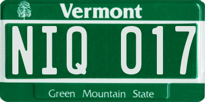 VT license plate NIQ017