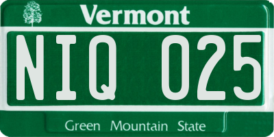 VT license plate NIQ025