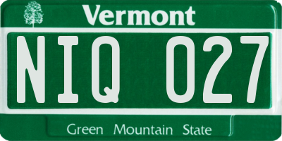 VT license plate NIQ027