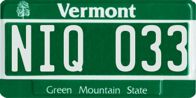 VT license plate NIQ033