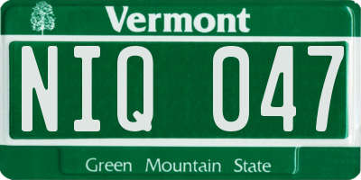 VT license plate NIQ047