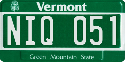 VT license plate NIQ051