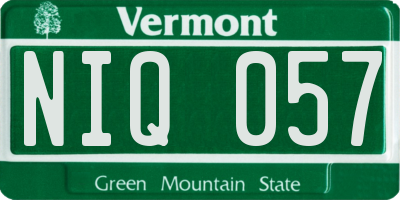 VT license plate NIQ057