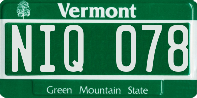 VT license plate NIQ078