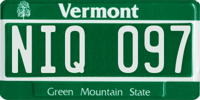VT license plate NIQ097