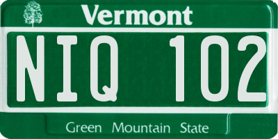 VT license plate NIQ102