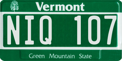 VT license plate NIQ107
