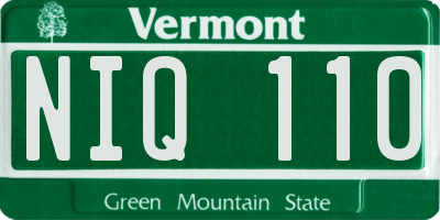 VT license plate NIQ110
