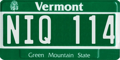 VT license plate NIQ114