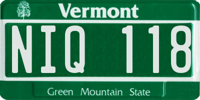 VT license plate NIQ118