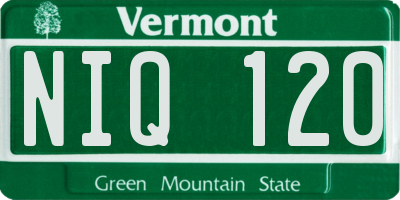 VT license plate NIQ120
