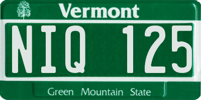 VT license plate NIQ125