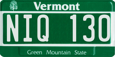 VT license plate NIQ130