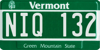 VT license plate NIQ132