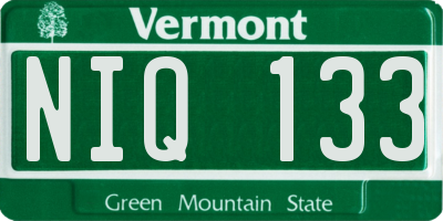 VT license plate NIQ133