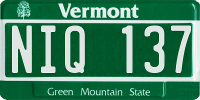 VT license plate NIQ137