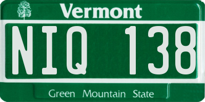 VT license plate NIQ138