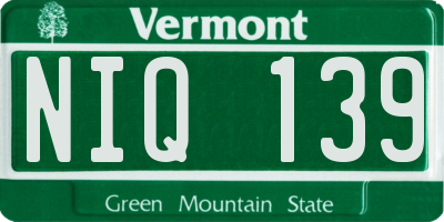 VT license plate NIQ139