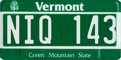 VT license plate NIQ143