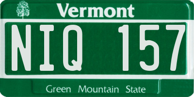 VT license plate NIQ157