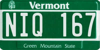 VT license plate NIQ167