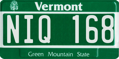 VT license plate NIQ168