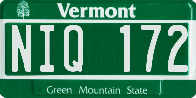 VT license plate NIQ172