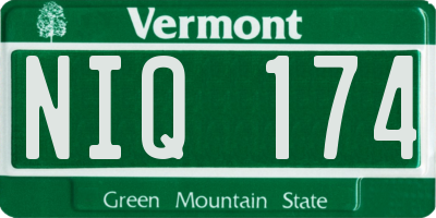 VT license plate NIQ174