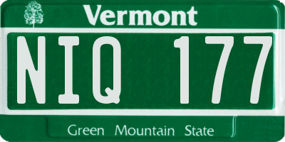 VT license plate NIQ177