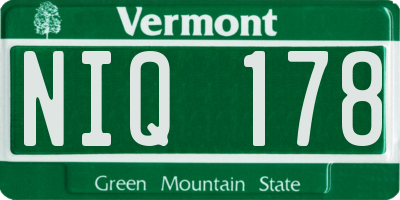 VT license plate NIQ178