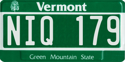 VT license plate NIQ179