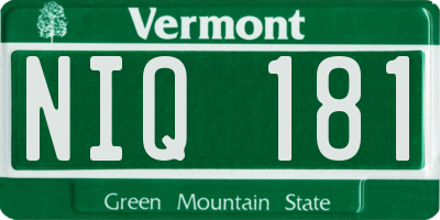 VT license plate NIQ181