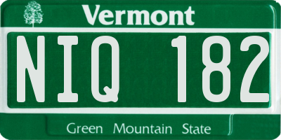 VT license plate NIQ182