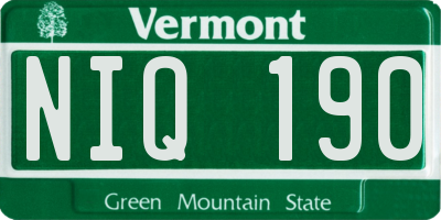 VT license plate NIQ190